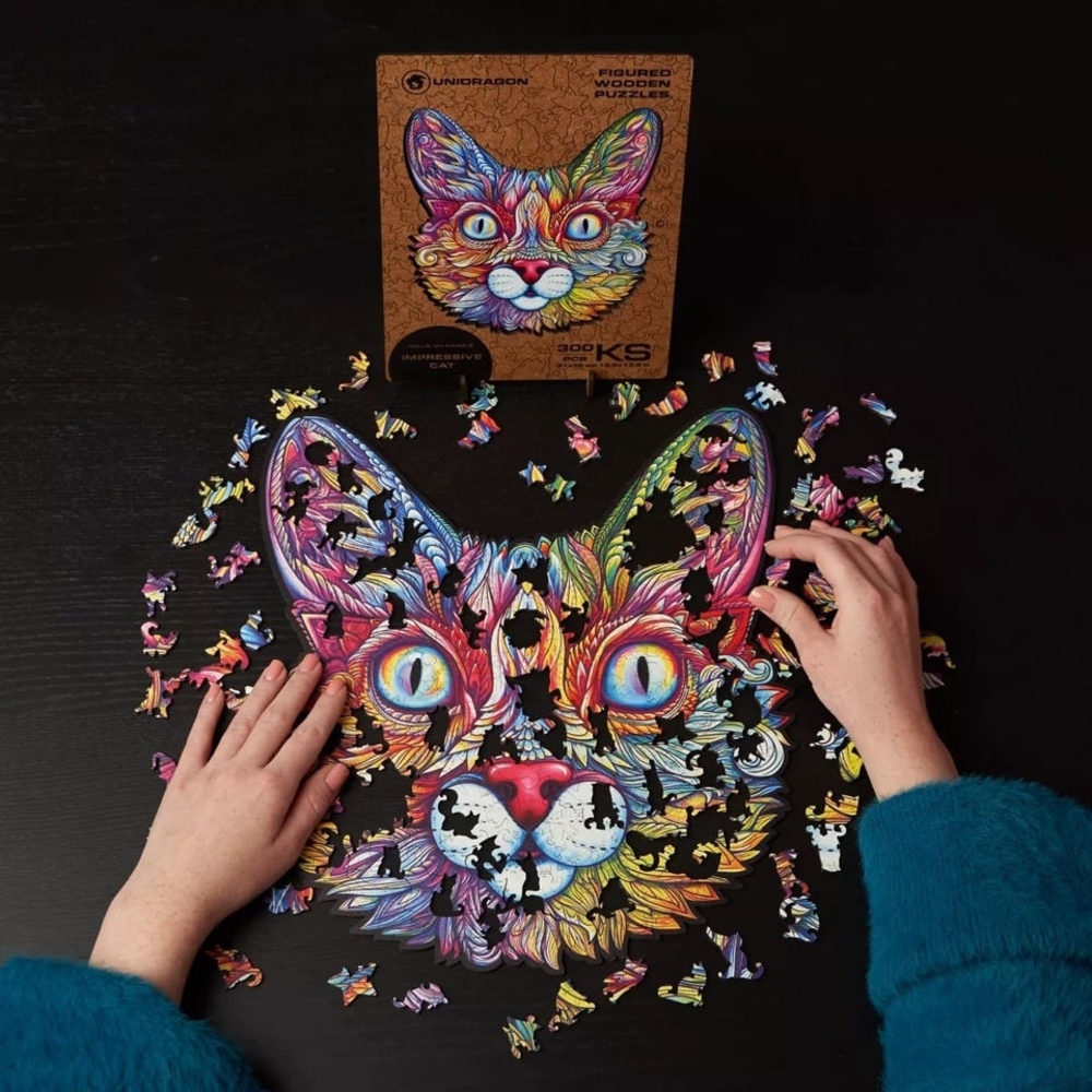 Unidragon | Impressive Cat Wooden Jigsaw Puzzle MED - NIB